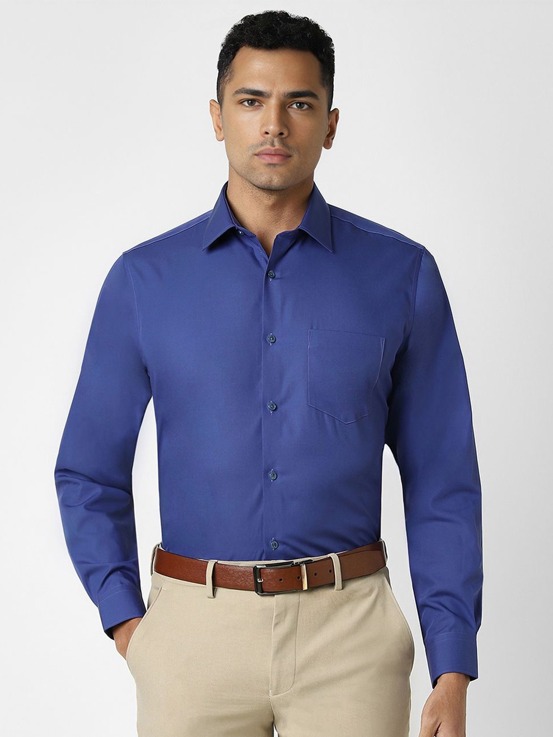 

Van Heusen Men Spread Collar Solid Cotton Slim Fit Formal Shirt, Purple