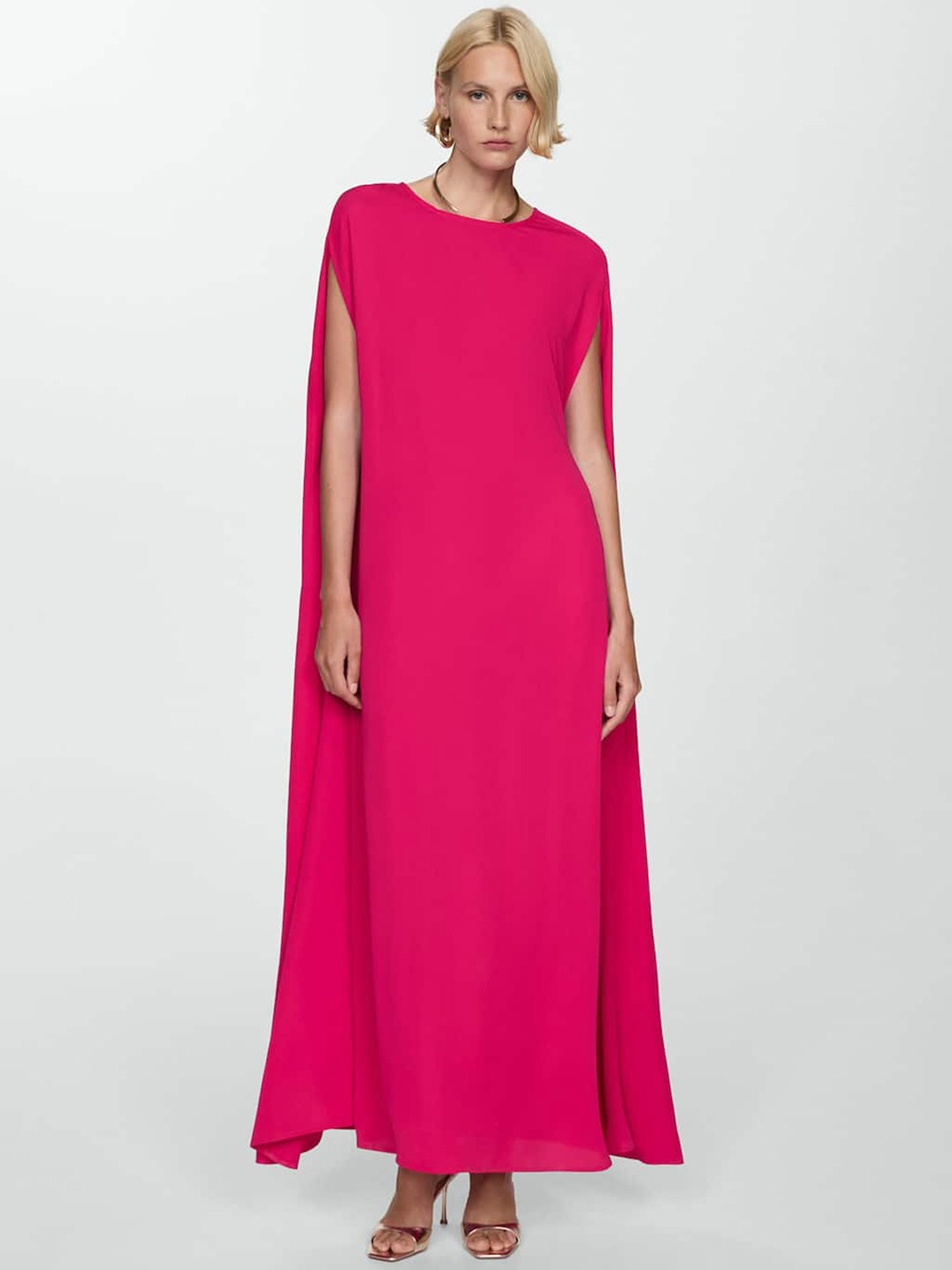 

MANGO Slit Sleeve Sheath Maxi Dress, Fuchsia