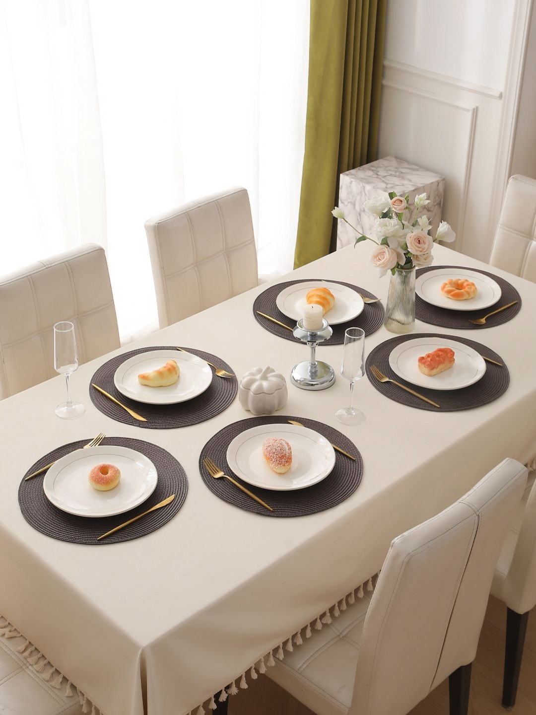 

HOKIPO 6Pcs Brown Textured Table Placemats