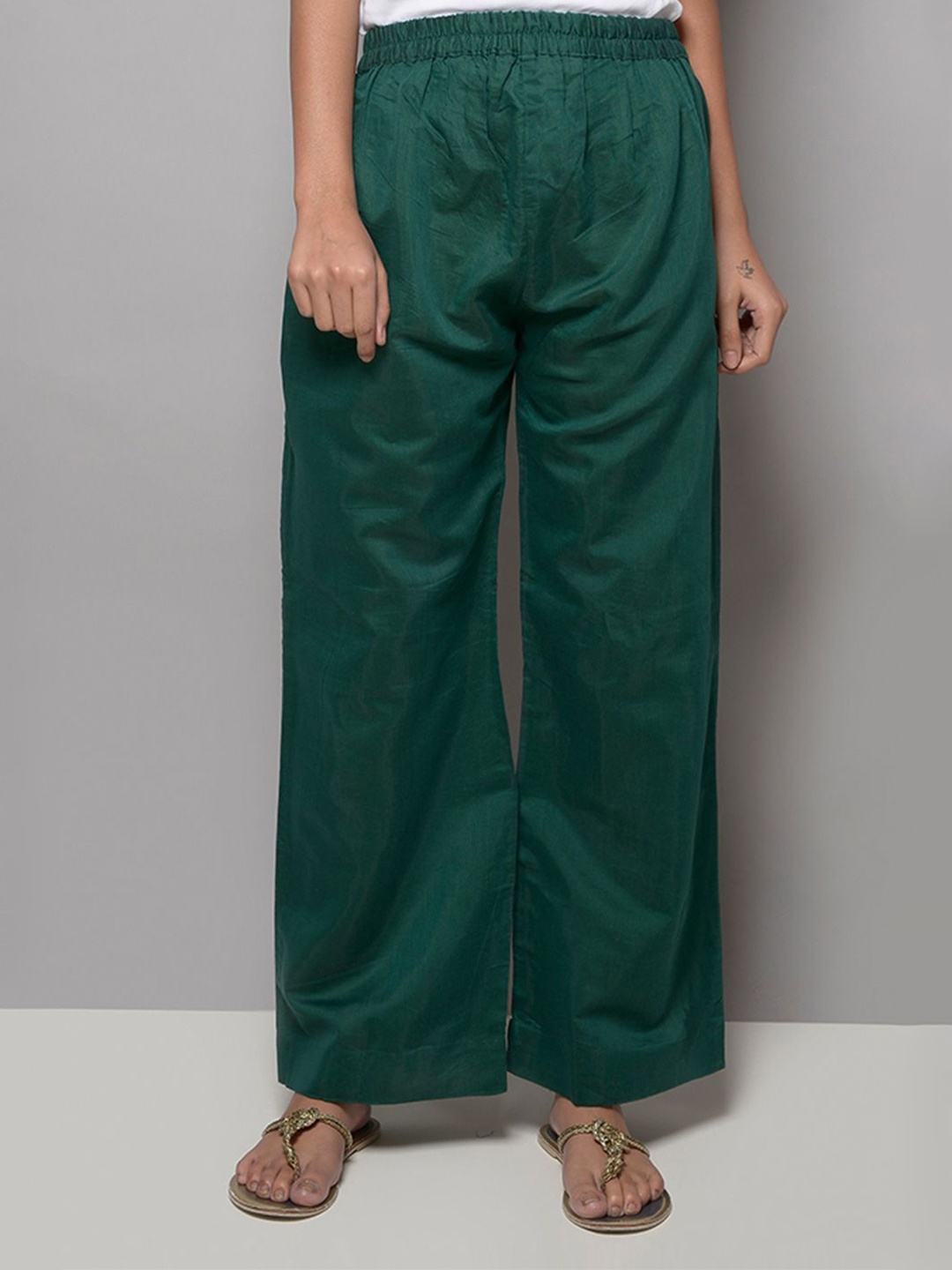 

KHUSHBOO AND PANKAJ Women Flared Palazzos, Green