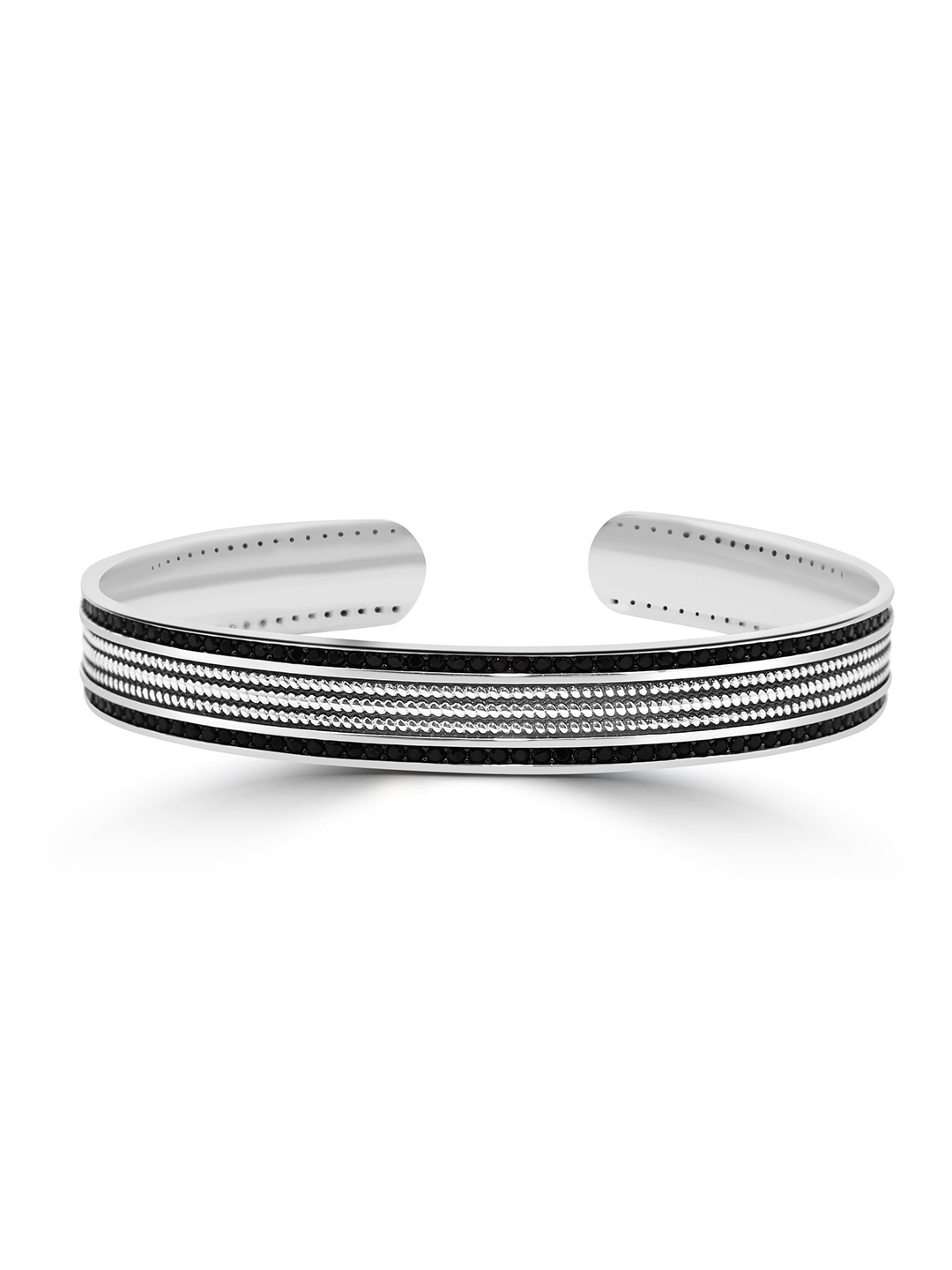 

925 SILLER Sterling Silver Rhodium-Plated Cuff Bracelet