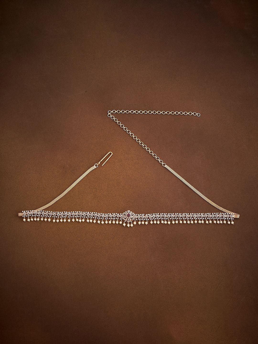 

Kushal's Fashion Jewellery Gold-Plated Cubic Zirconia Studded Kamarbandh