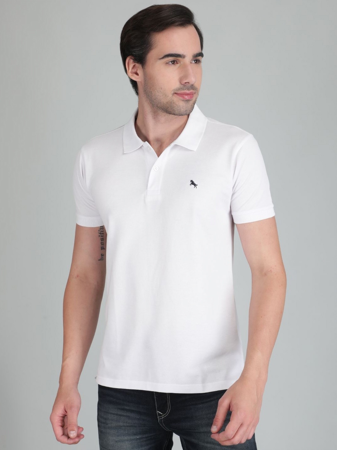 

TQS Men Polo Collar T-shirt, White