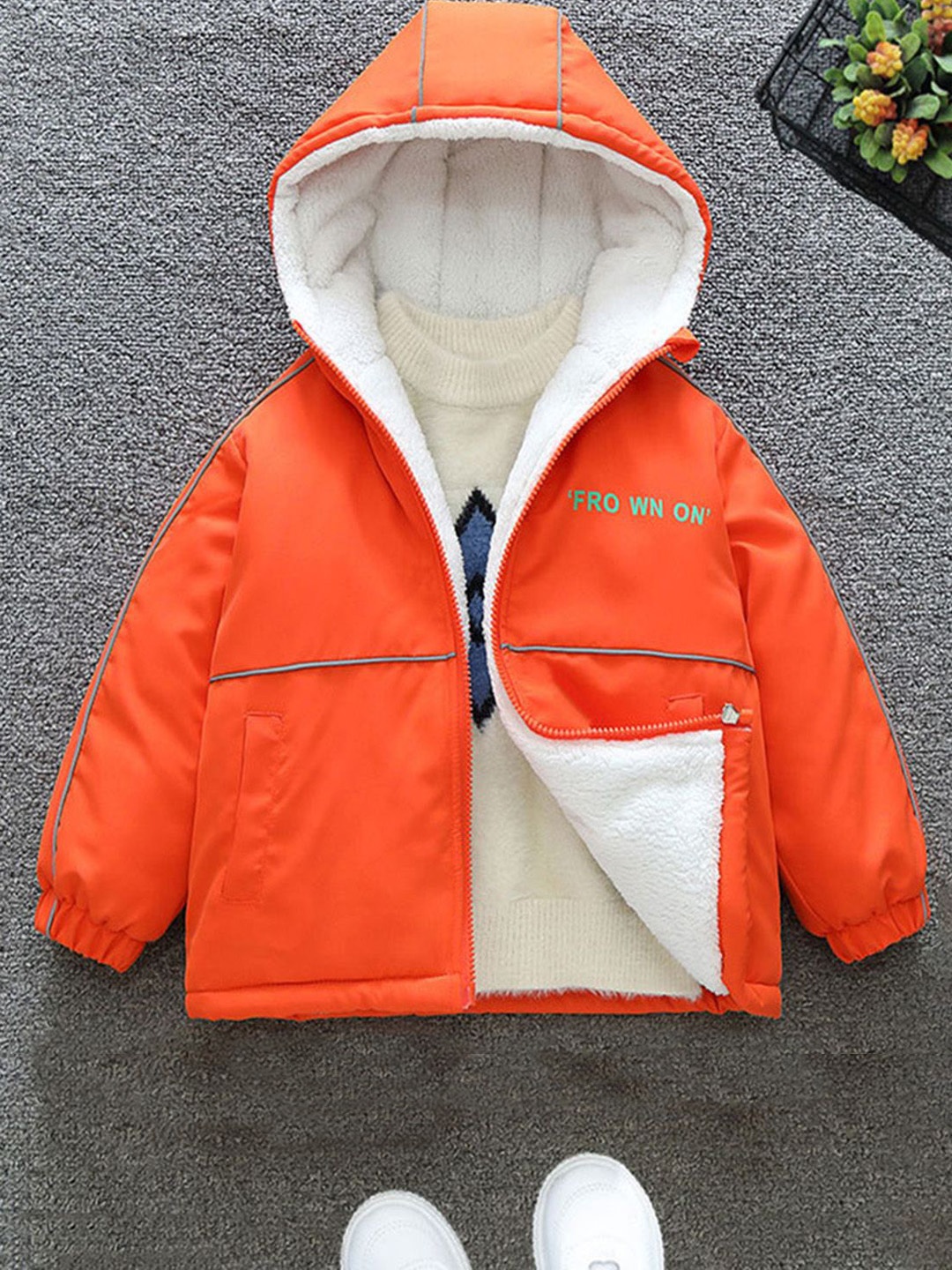 

INCLUD Boys Open Front Hoodie Jacket, Orange