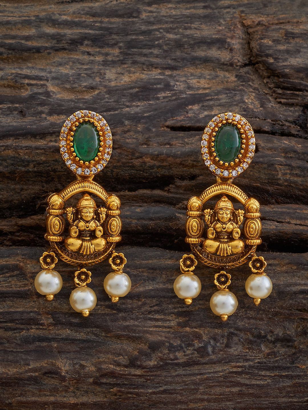 

Kushal's Fashion Jewellery Gold-Plated Classic Antique Drop Earrings, Green