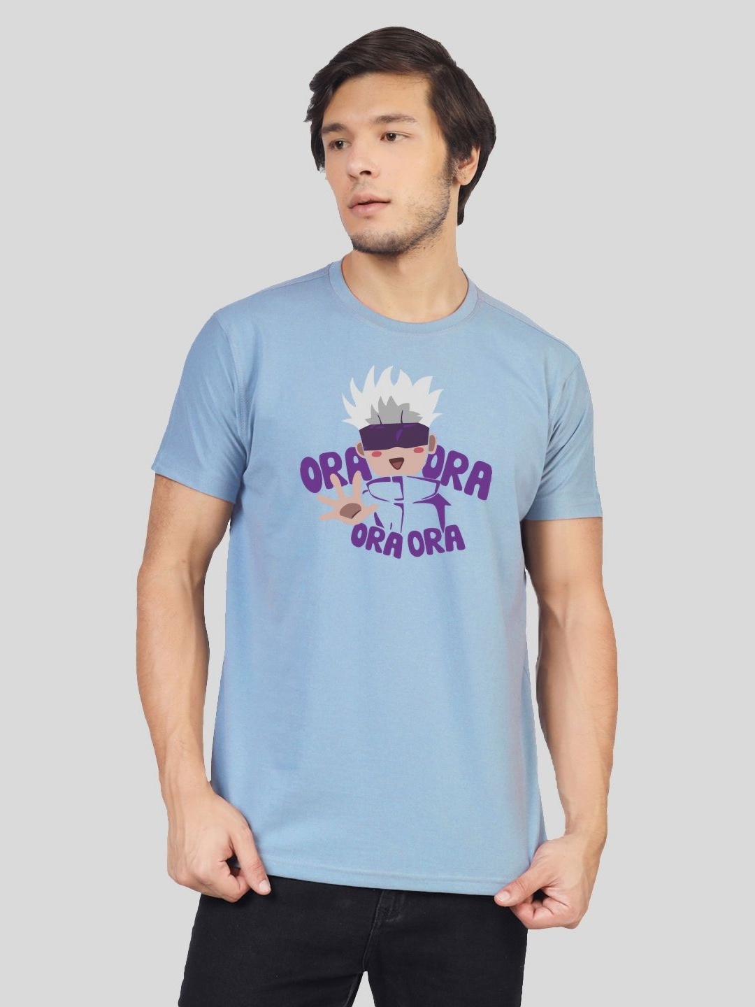 

Greylongg Men Typography Printed Applique T-shirt, Blue