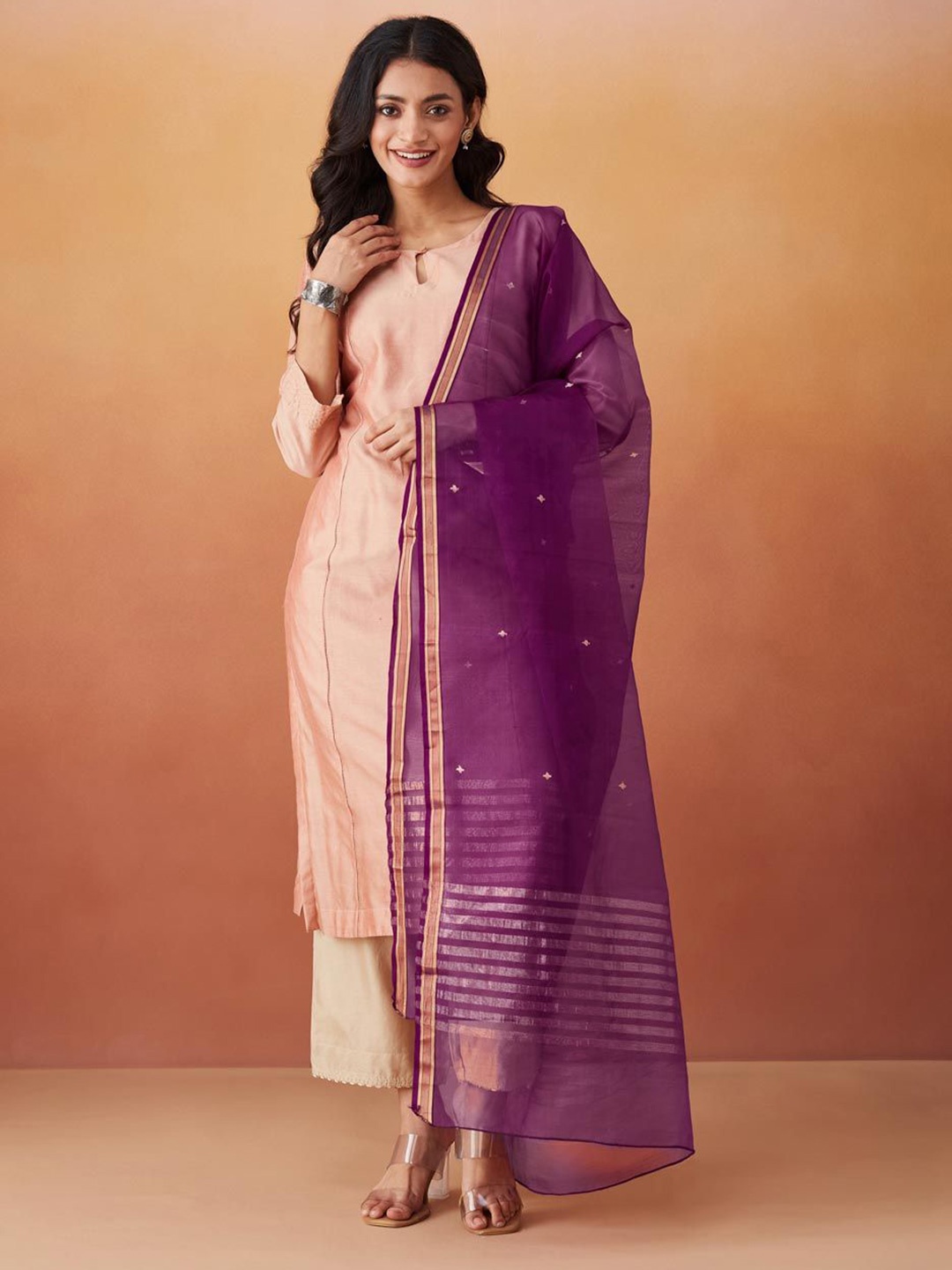 

Fabindia Ethnic Motifs Woven Design Dupatta, Purple