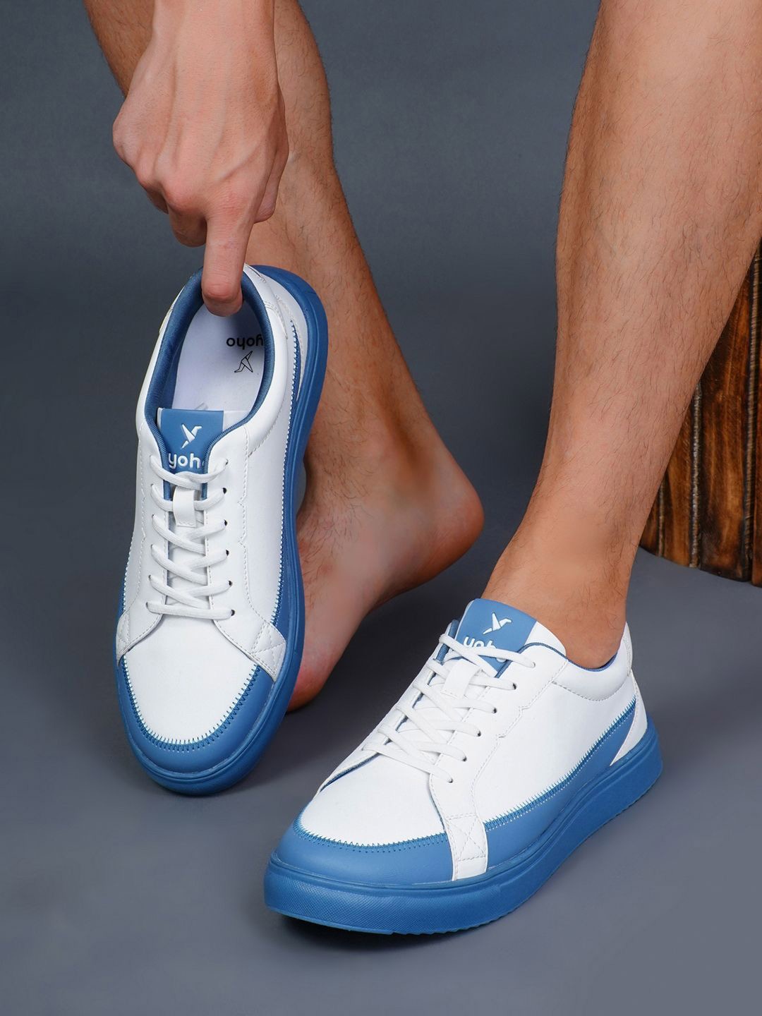 

yoho Men Halo Premium Dual-Tone Slip-On Sneaker, Blue