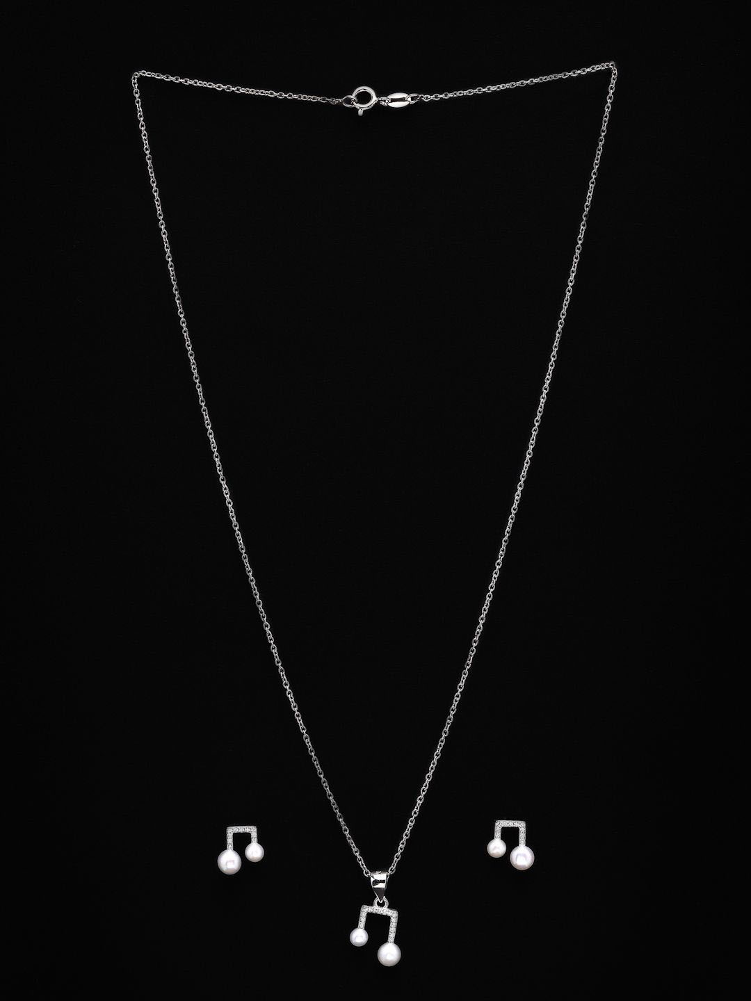 

PANASH 925 Sterling Silver Rhodium-Plated Beaded Jewellery Set