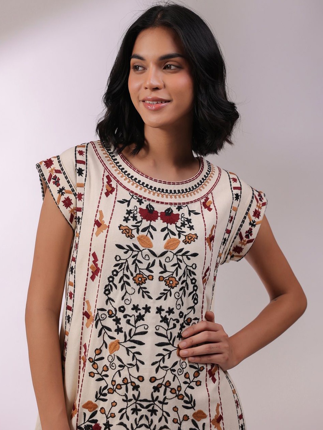 

Nyaro Embroidered Empire Dress, White