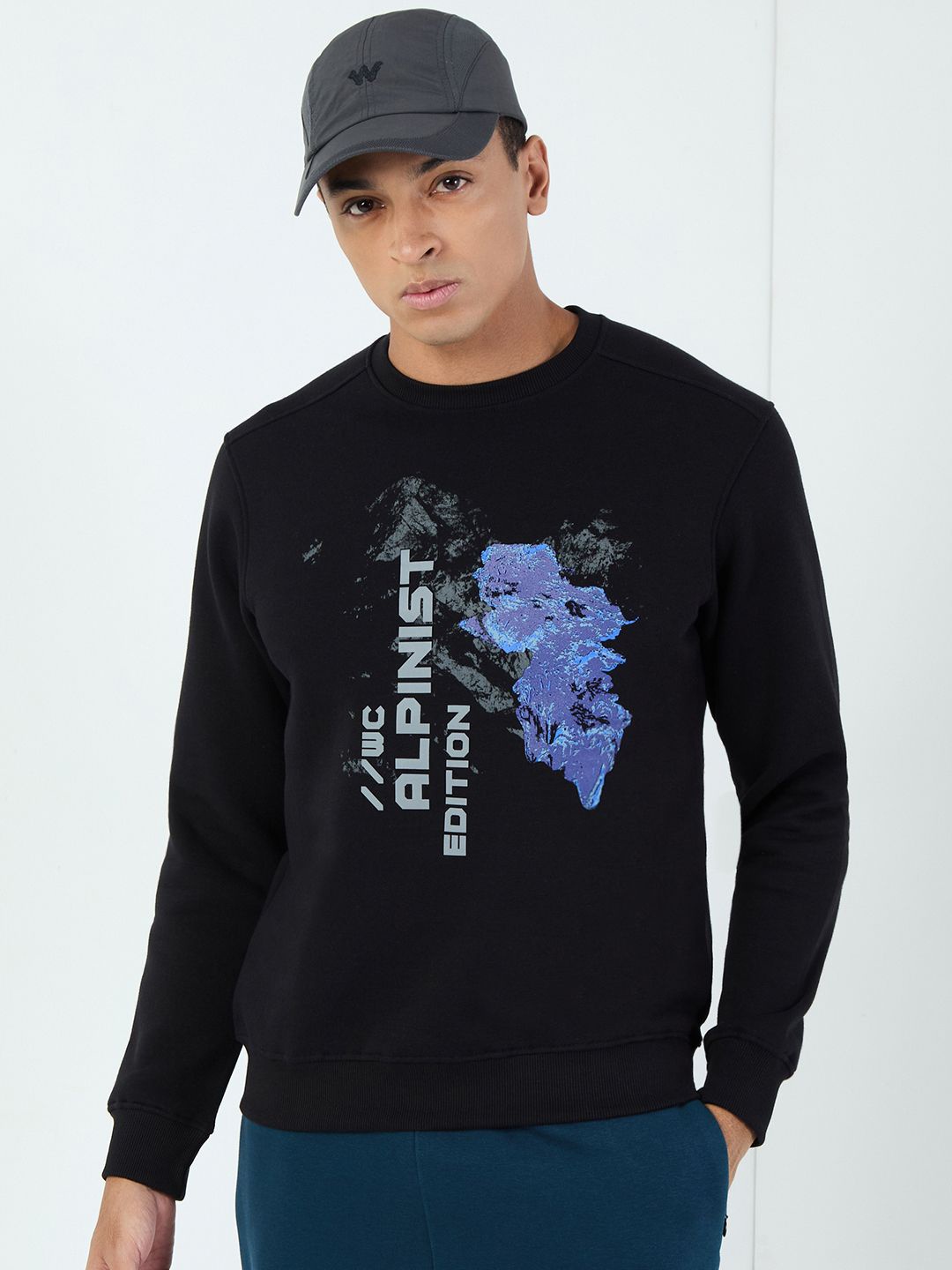 

Wildcraft Men Typography Printed Round Neck Cotton Pullover Sweatshirt, Black