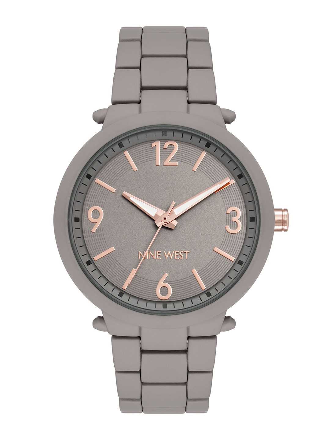 

Nine West Women Round Dial & Bracelet Style Straps Analogue Watch NW-3059TPTP, Grey