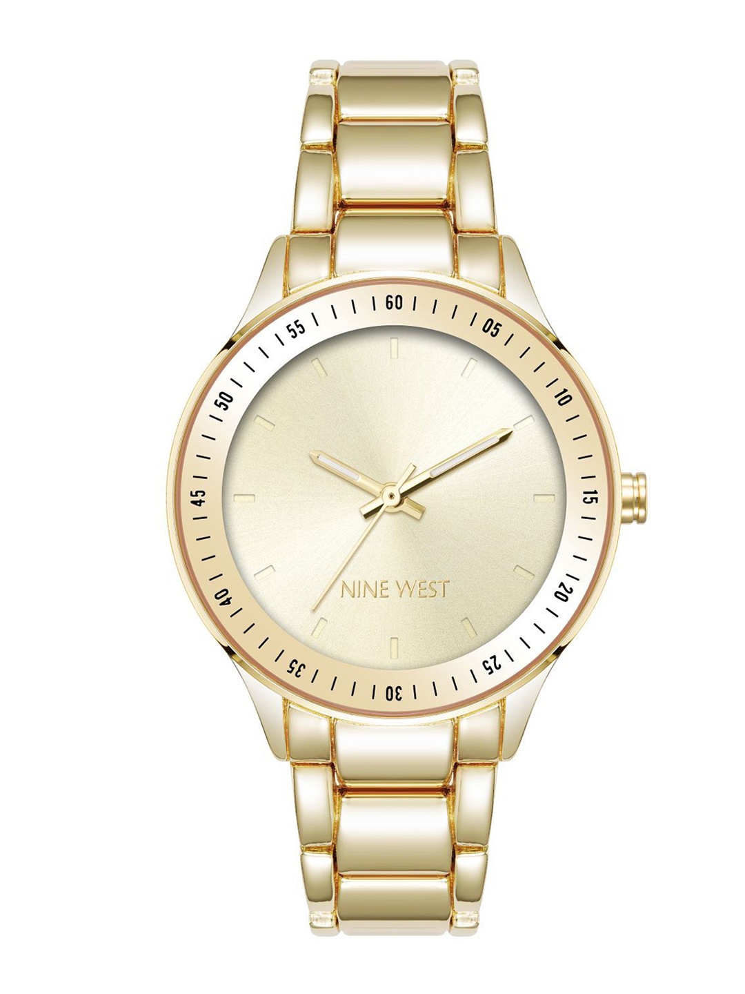 

Nine West Women Dial & Bracelet Style Straps Analogue Watch NW-2930CHGB, Gold