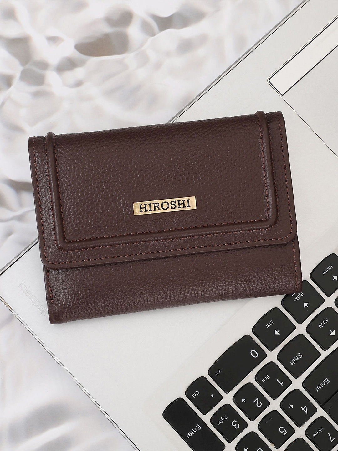 

HIROSHI Women Leather Two Fold Wallet, Brown