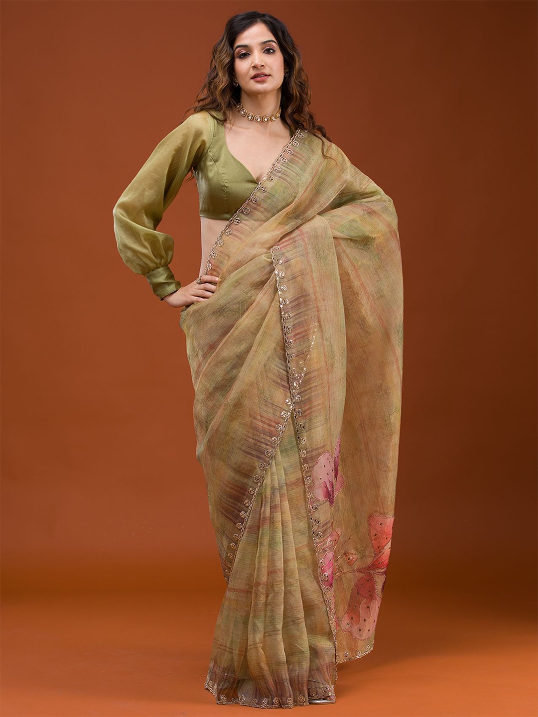 

Koskii Tissue Saree, Green