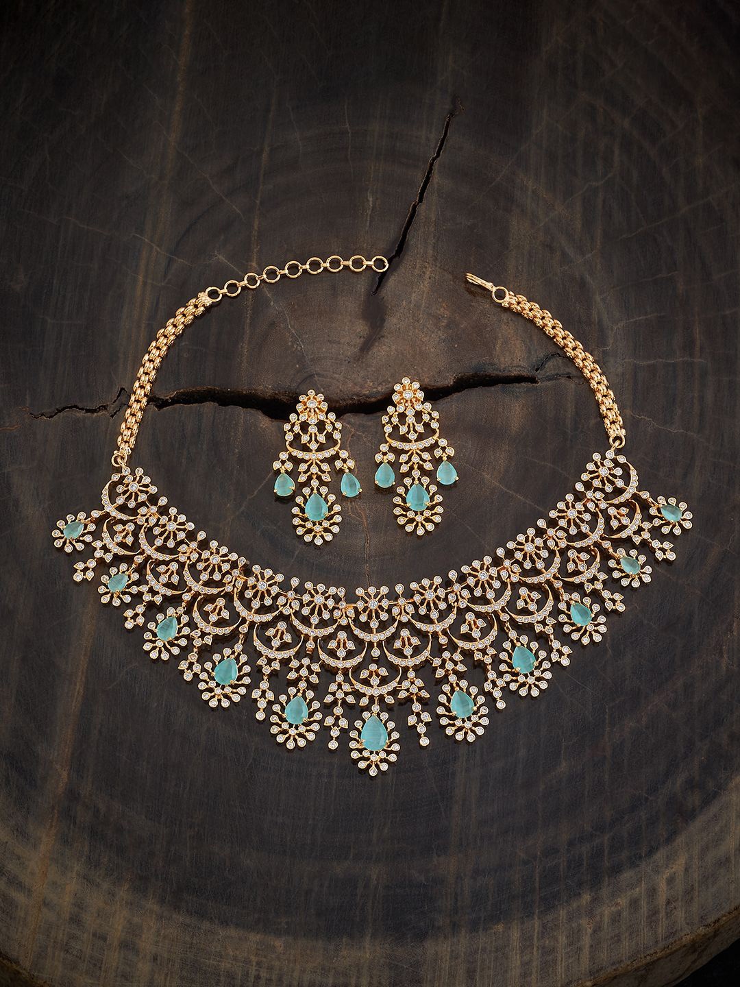 

Kushal's Fashion Jewellery Gold-Plated Cubic Zirconia Studded Jewellery Set