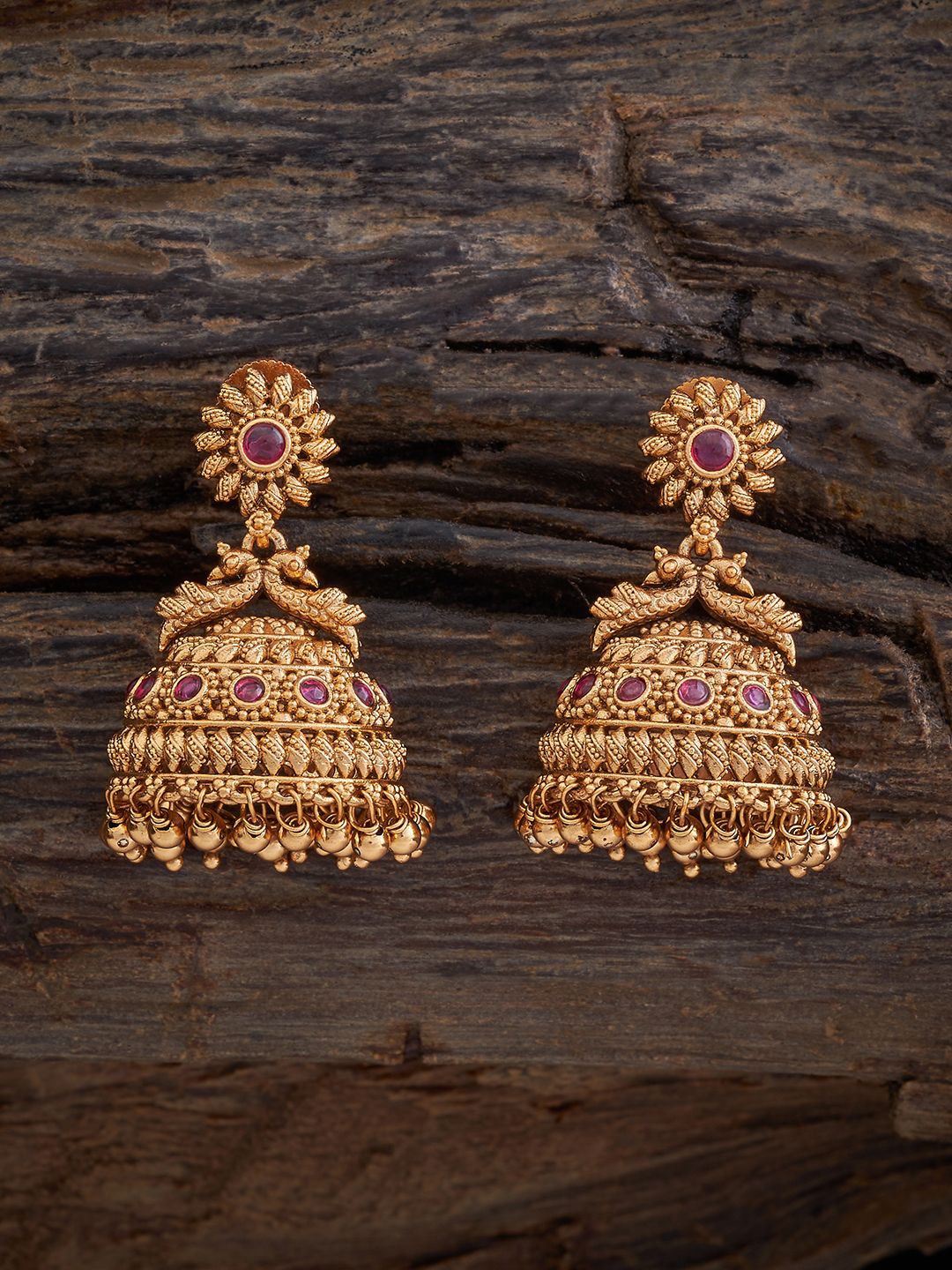 

Kushal's Fashion Jewellery Gold Plated Dome Shaped Artifical Stones Studded Jhumkas