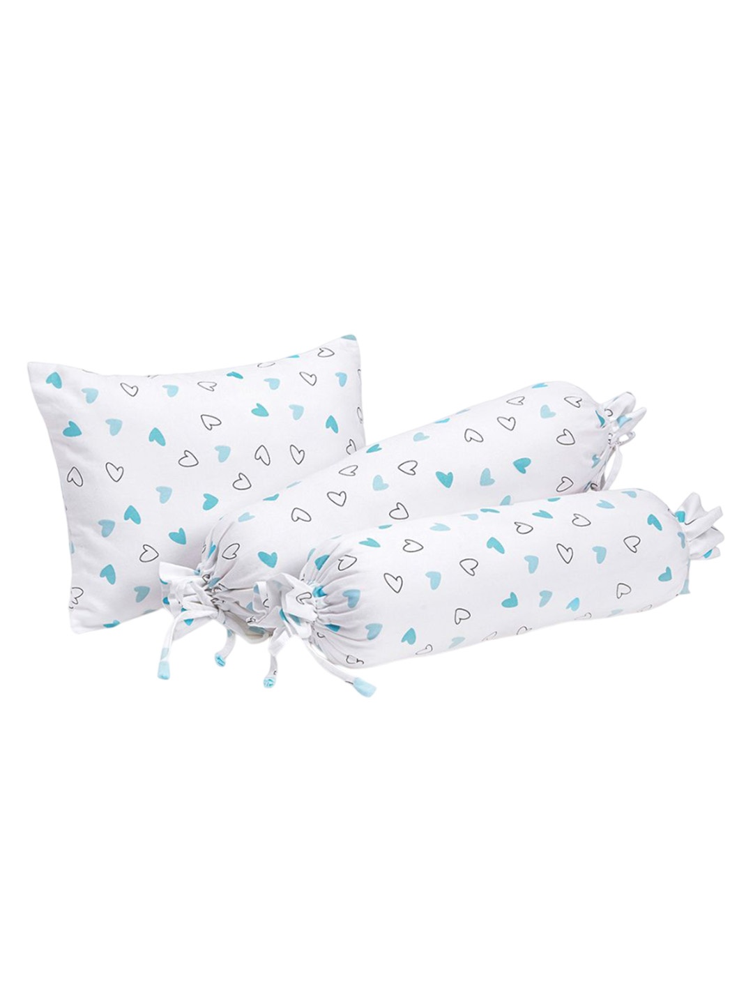 

The White Cradle 3-Pcs Blue Printed Cotton Baby Pillows