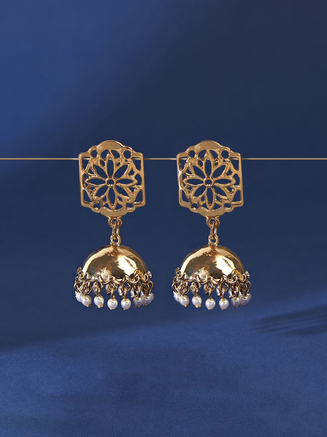 

Kalakrith Milano Alloy Contemporary Jhumkas Earrings, Gold