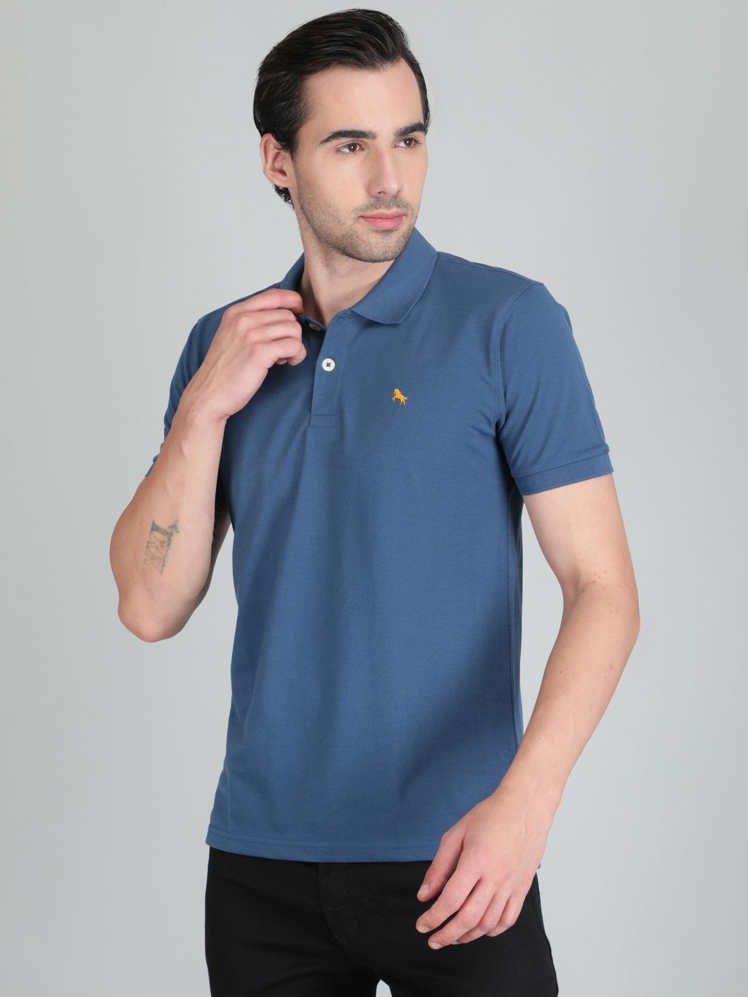 

TQS Men Polo Collar T-shirt, Blue