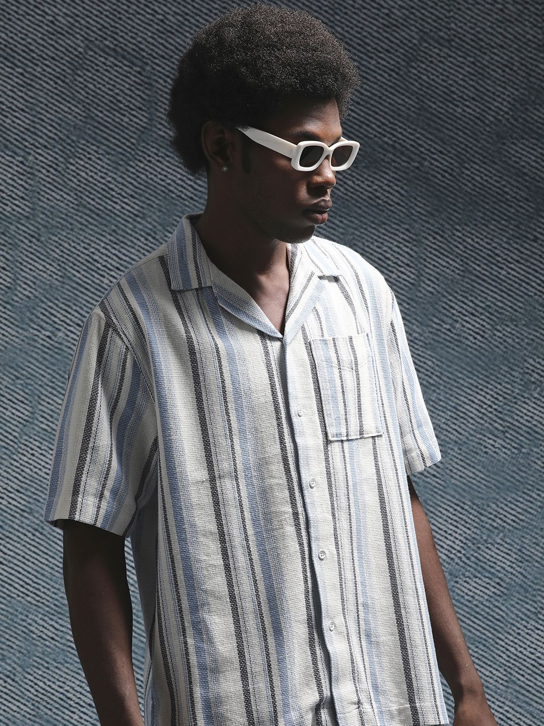 

Henceforth Men Boxy Multi Stripes Opaque Striped Casual Shirt, Off white