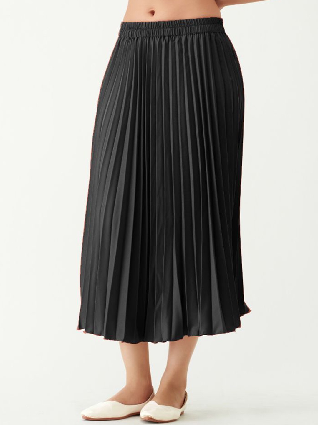 

Vastani Enterprise Pleated Flared Midi Skirts, Black