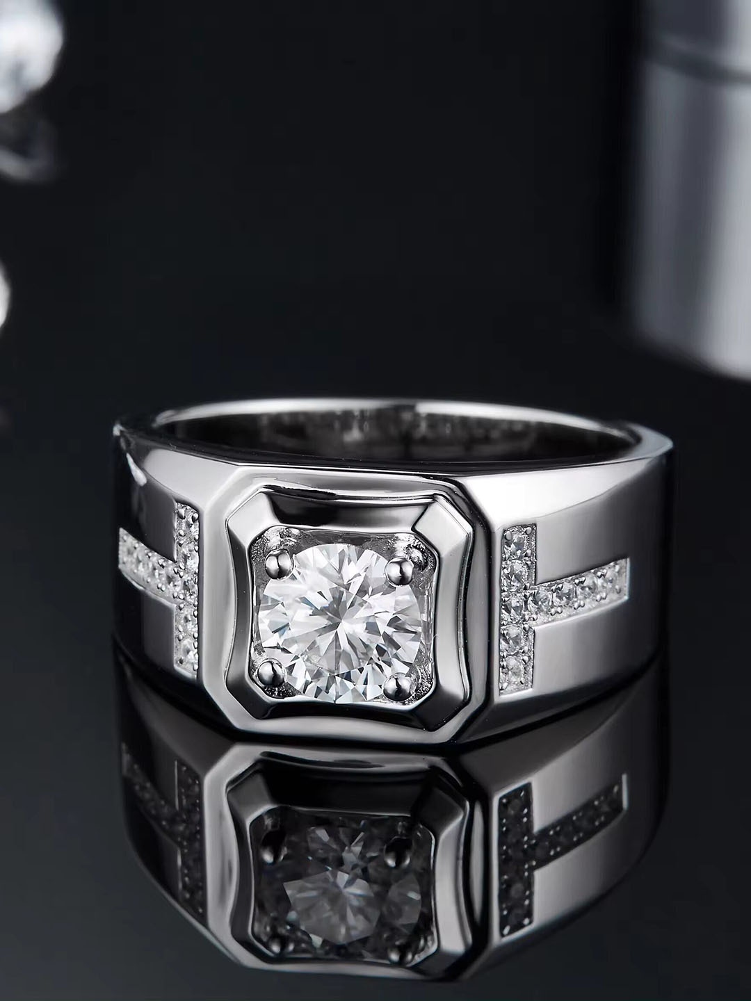 

Heer Collection Silver Plated AD Studded Adjustable Finger Ring