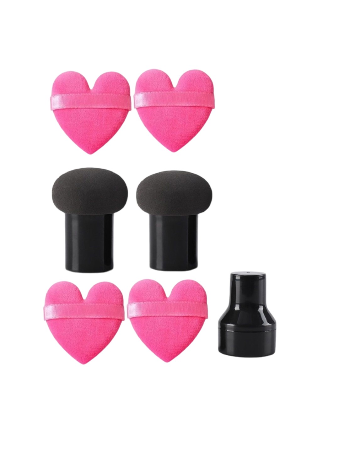 

Facejewel 4 Heart Makeup Puff & 2 Mushroom Makeup Puff, Multi