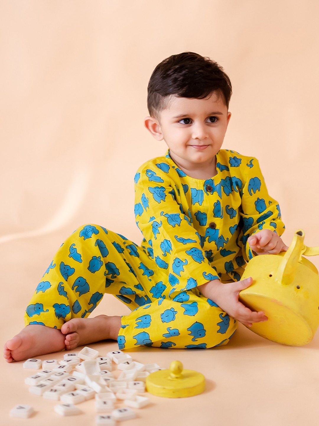 

Klingaru Unisex Kids Printed Nightdress, Yellow