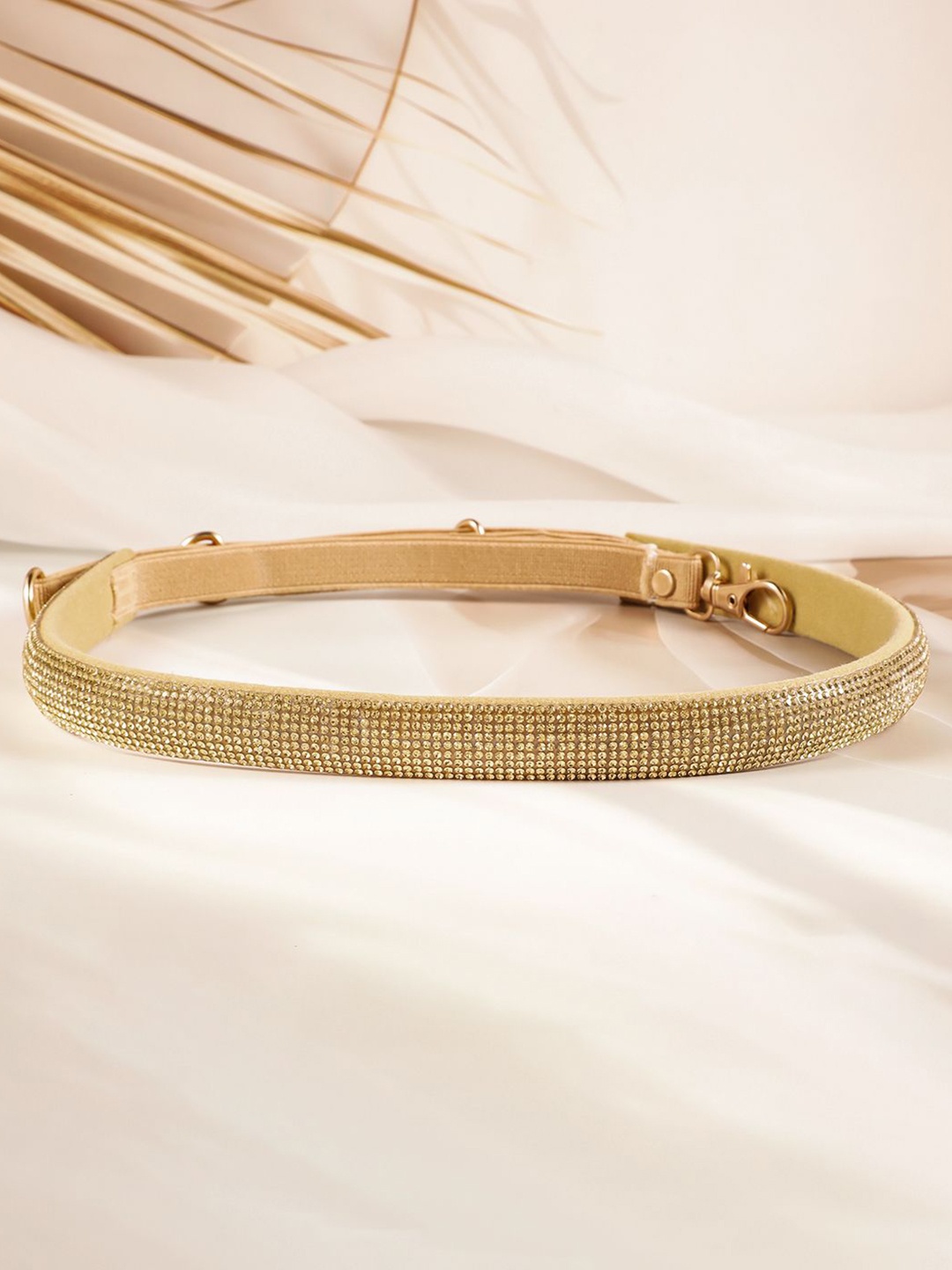 

Rubans Gold-Tone Crystal Zirconia Embellished Adjustable Waist Belt Saree Accessory
