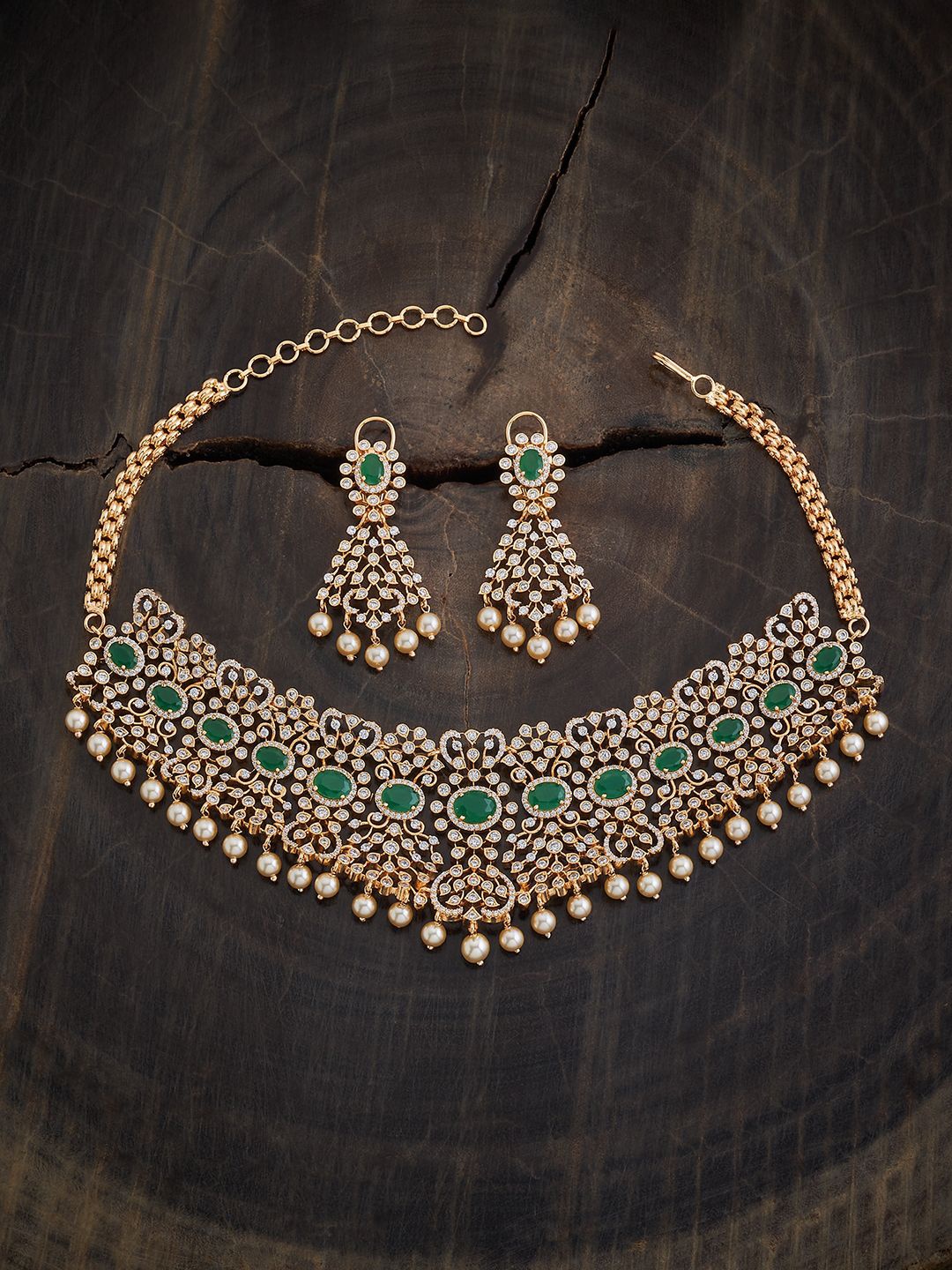 

Kushal's Fashion Jewellery Gold-Plated Cubic Zirconia Stone-Studded Jewellery Set