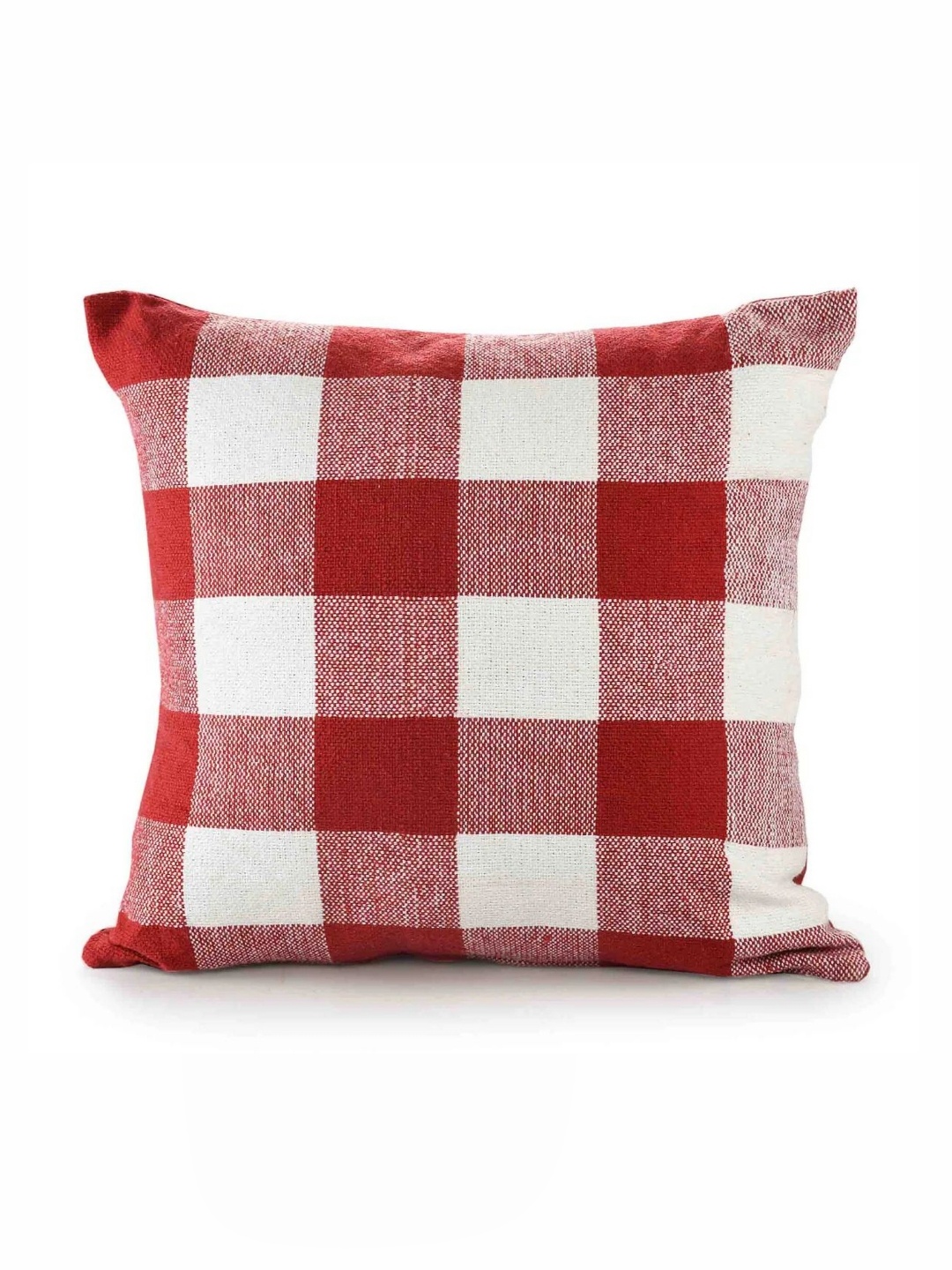 

SASHAA WORLD Red & White Checked Square Cushion Covers