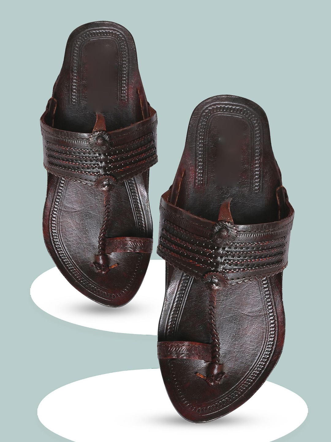 

ROYAL KHWAAB Men Ethnic Leather Comfort Sandals, Brown