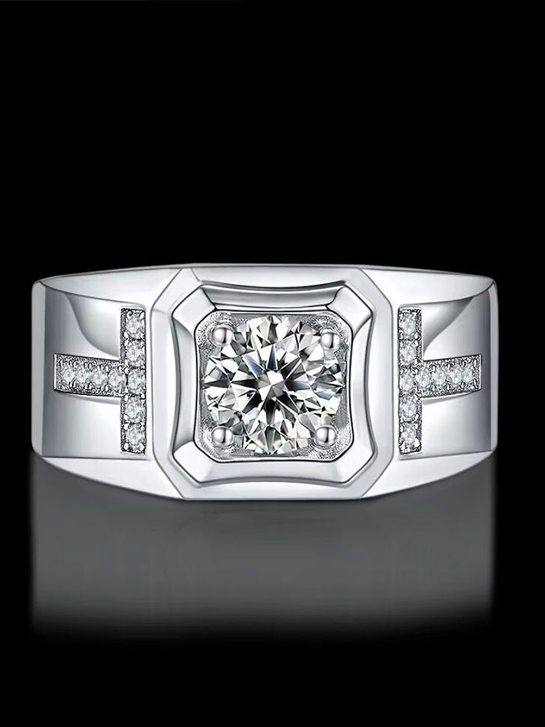 

Heer Collection Silver Plated AD Studded Adjustable Finger Ring