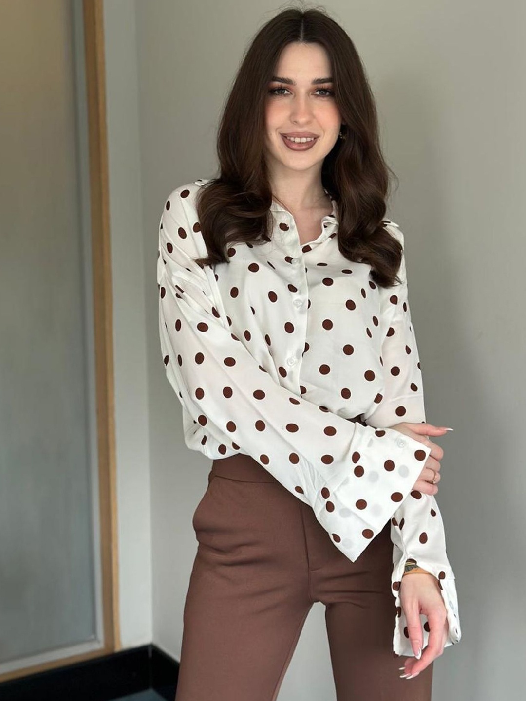 

StyleAsh Women Opaque Printed Casual Shirt, Brown