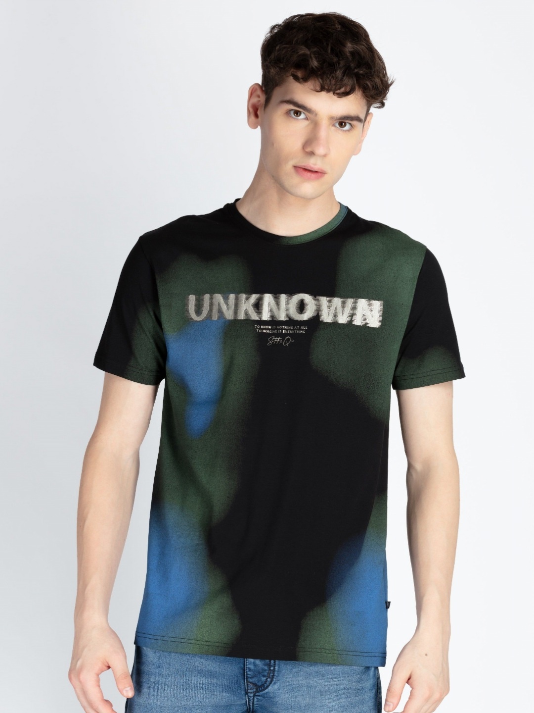 

Status Quo Men Typography Printed Pure Cotton Pockets T-shirt, Black