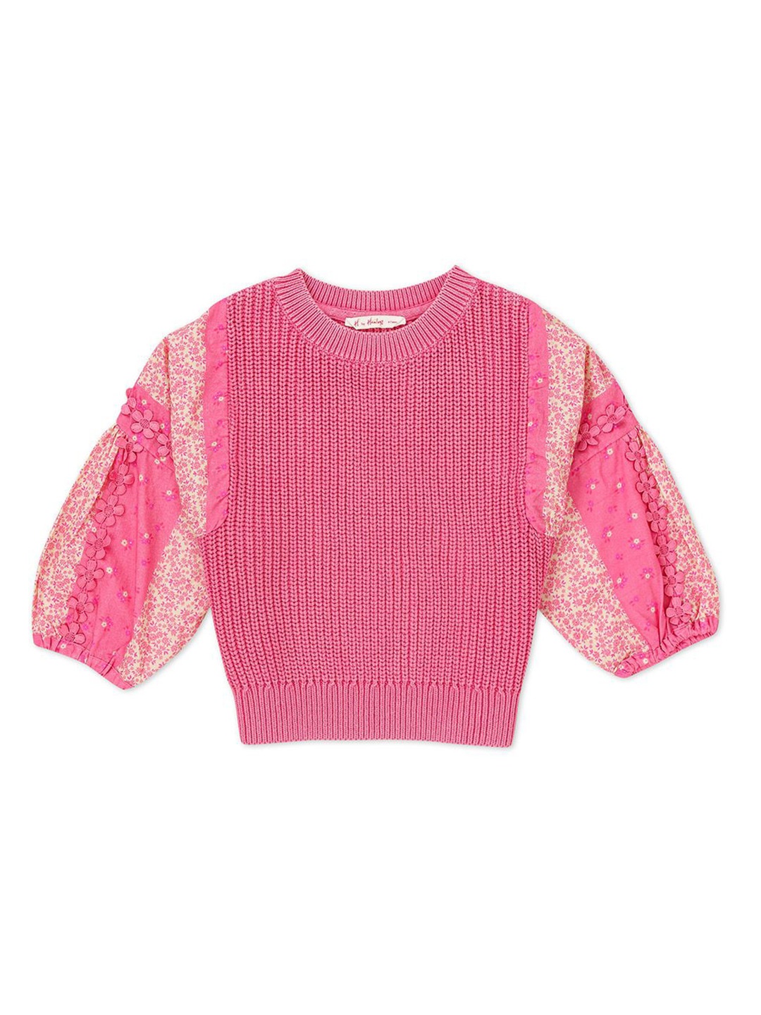 

H By Hamleys Girls Cable Knit Long Sleeves Round Neck Pullover, Pink