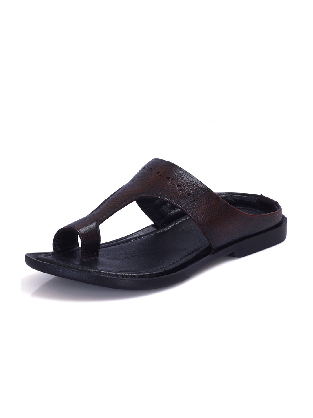 

Auserio Men Round Toe Textured Sandals, Brown