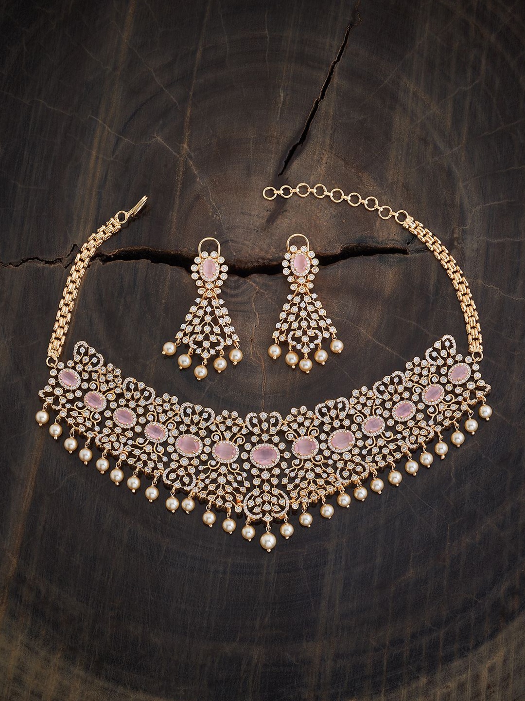 

Kushal's Fashion Jewellery Gold Plated Cubic Zirconia Studded Jewellery Set