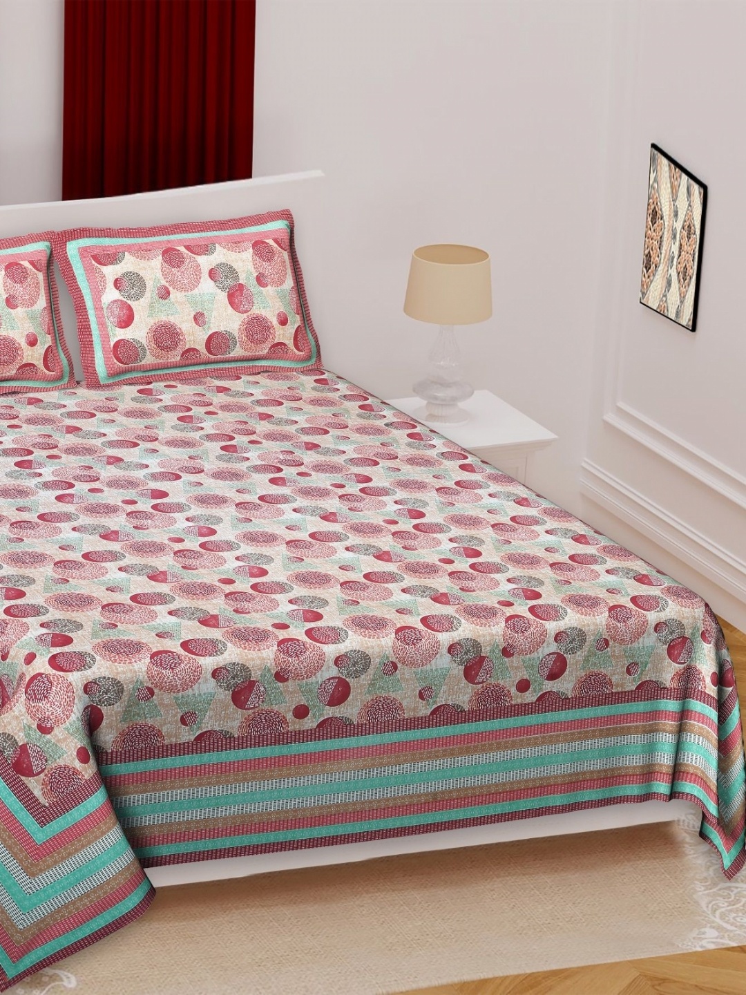 

Texstylers Multicoloured Floral 180 TC Queen Bedsheet with 2 Pillow Covers, Multi