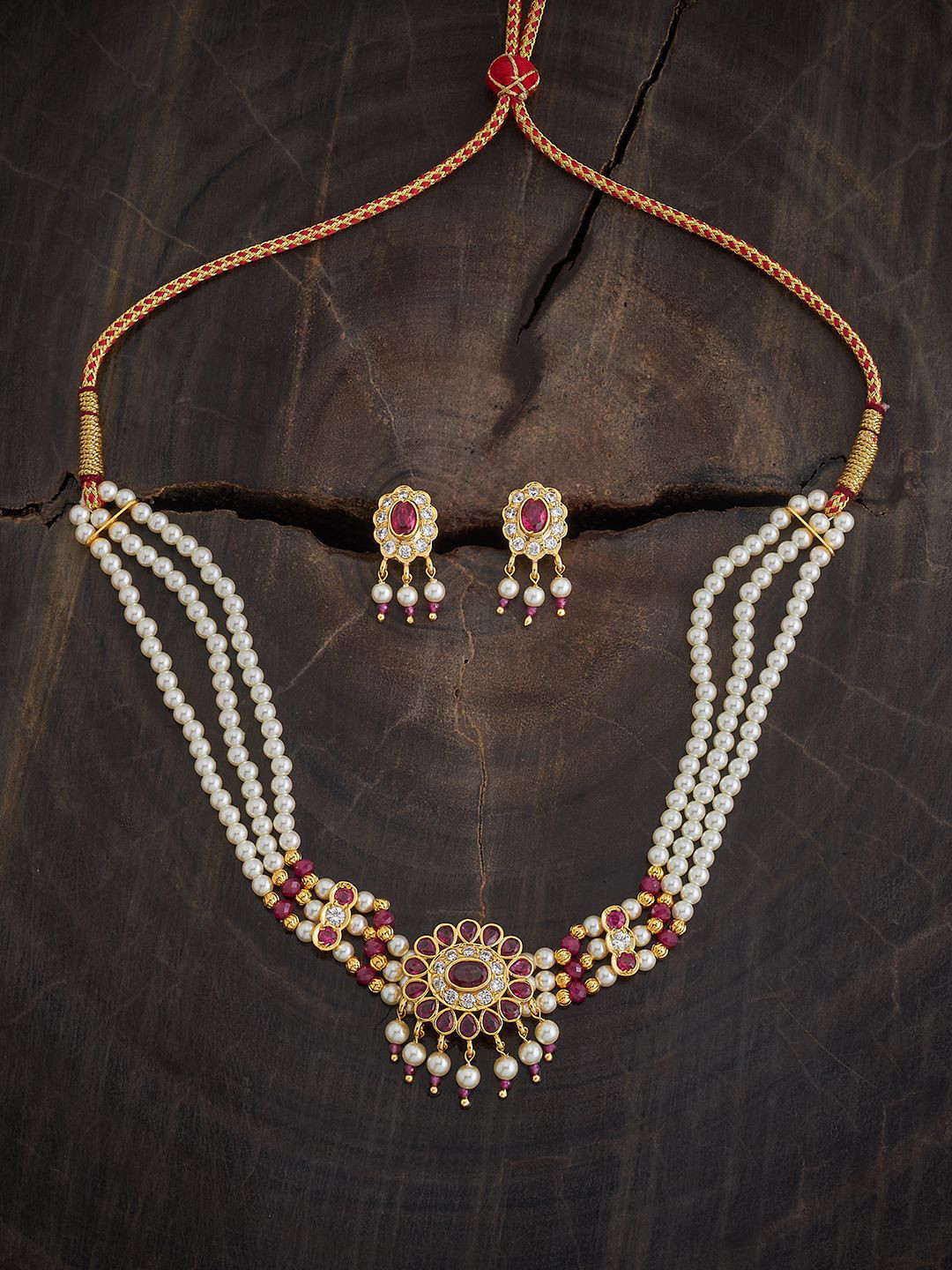 

Kushal's Fashion Jewellery Gold Plated Stones Studded & Beaded Antique Jewellery Set