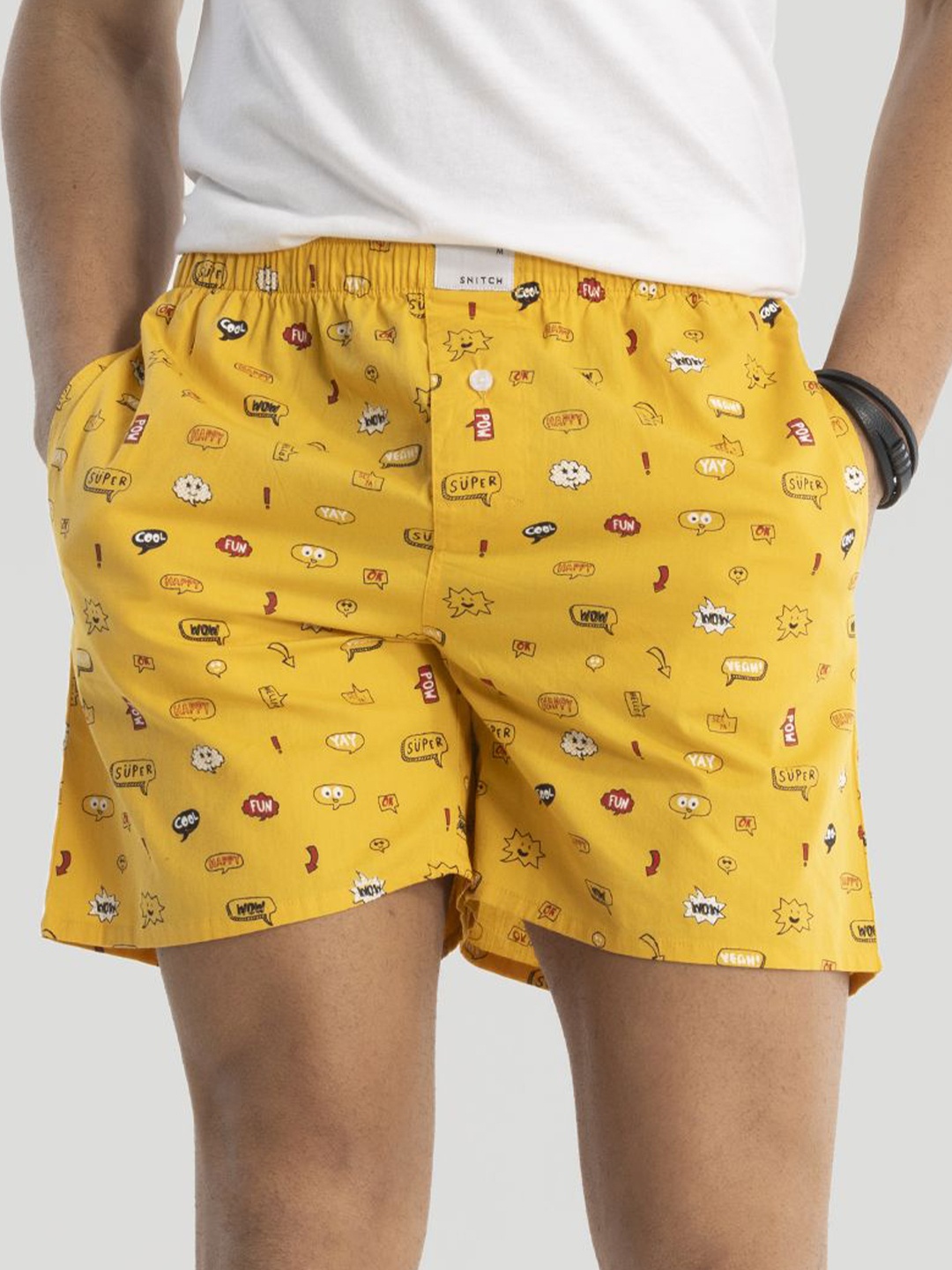 

Snitch Printed Pure Cotton Boxers 4MSBX9256-02-S, Yellow