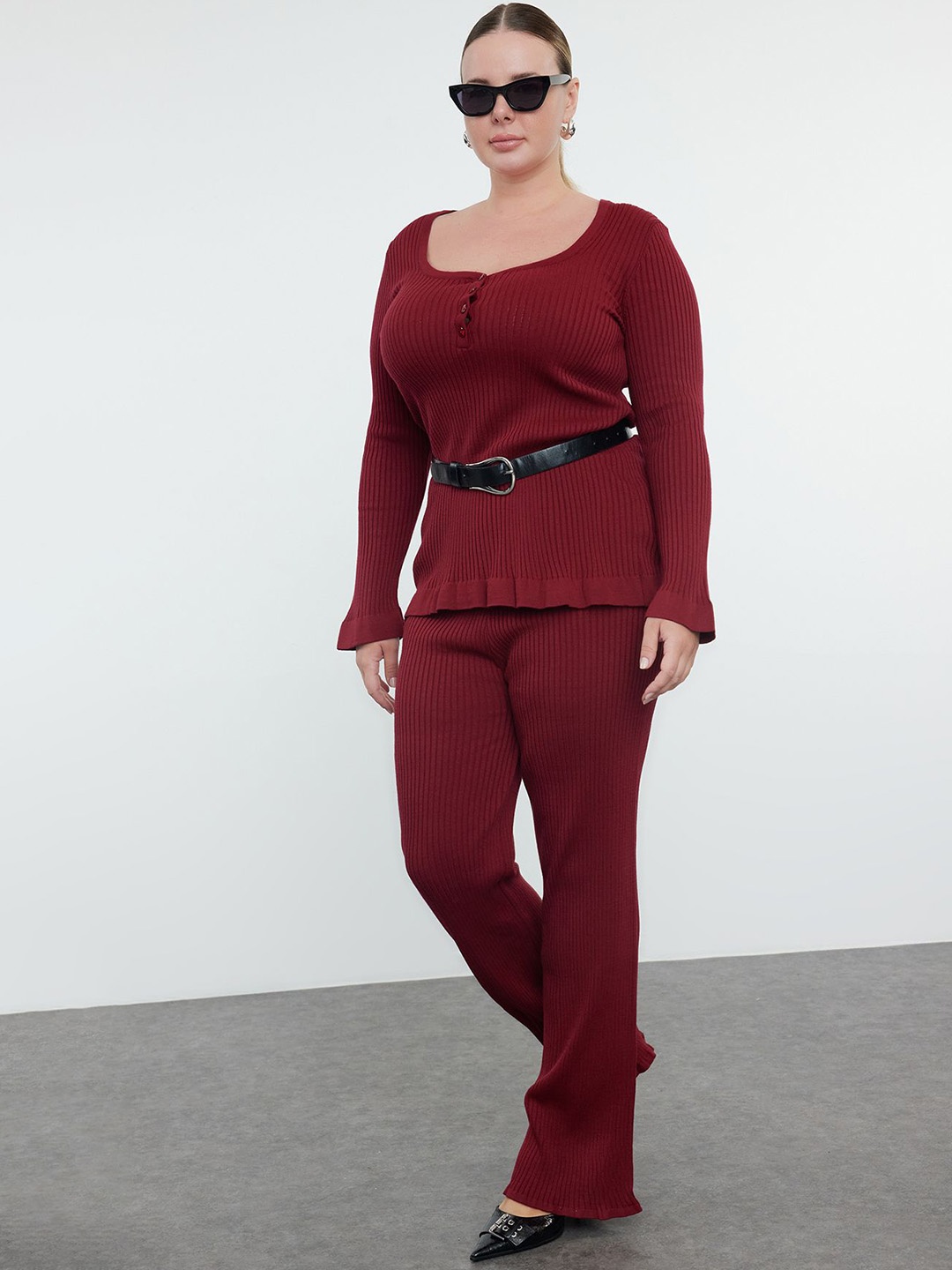 

Trendyol Striped Top & Trouser Co-Ords, Red