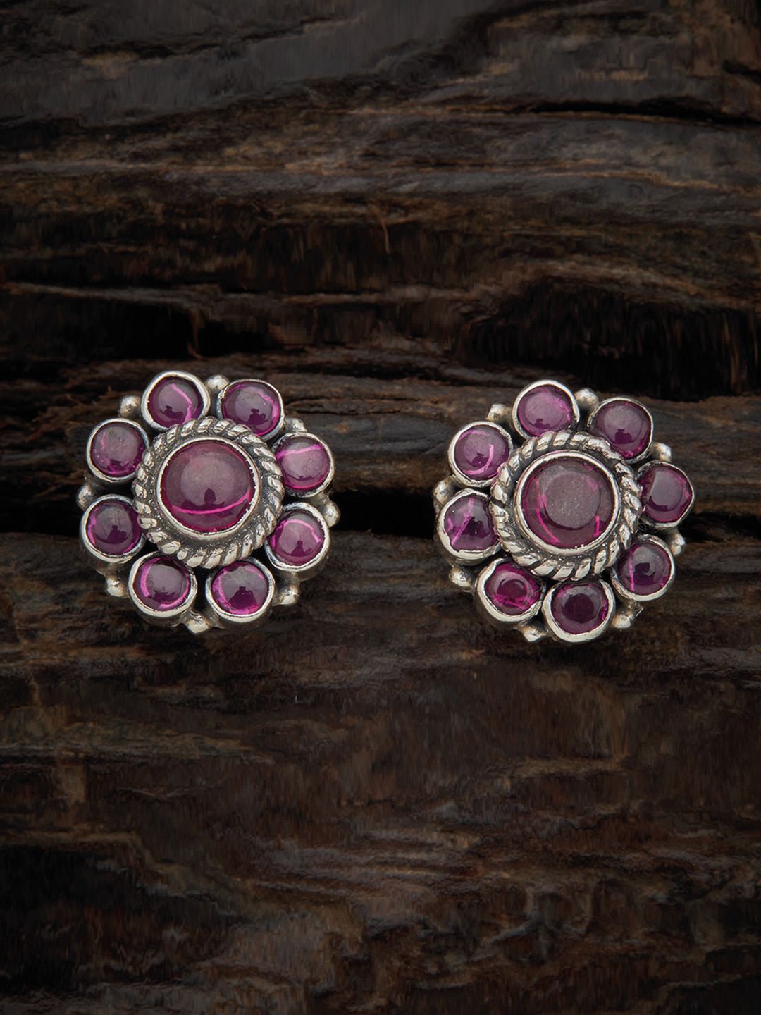 

Kushal's Fashion Jewellery Rhodium Plated Silver Artificial Stones Studs