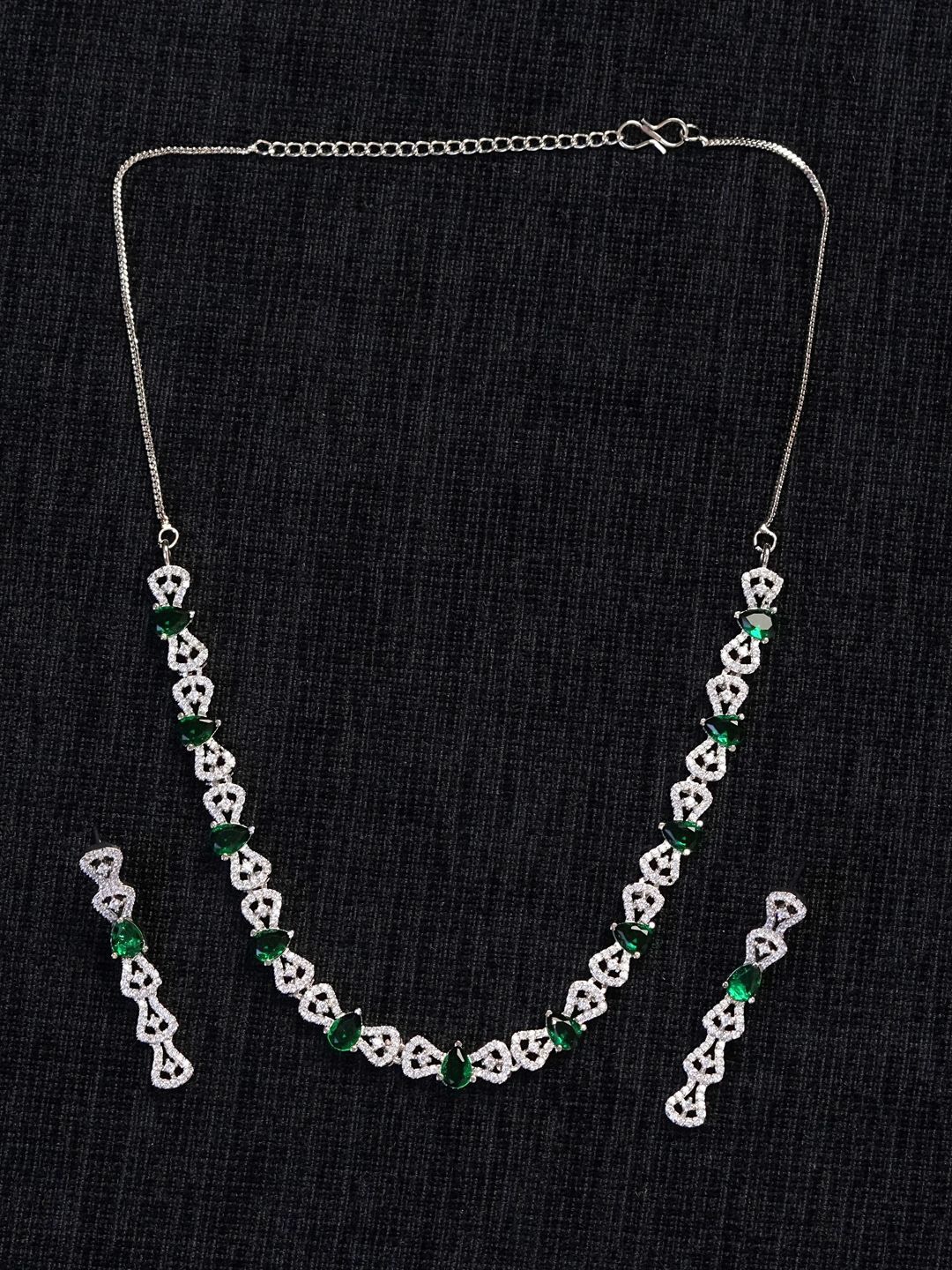 

Zoey Silver-Plated American Diamond-Studded Jewellery Set