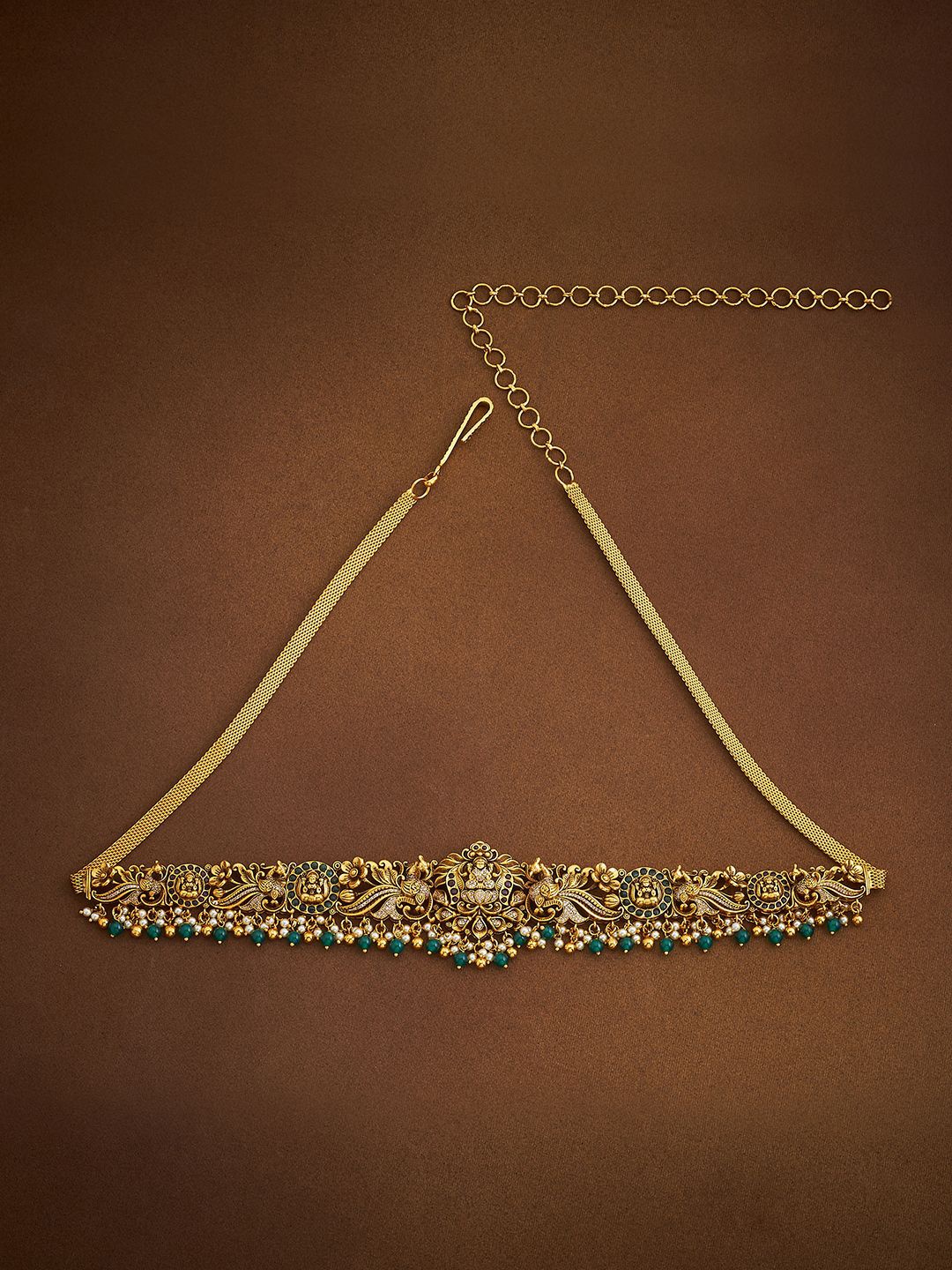 

Kushal's Fashion Jewellery Gold-Plated Ruby Studded & Beaded Antique Waist Chain
