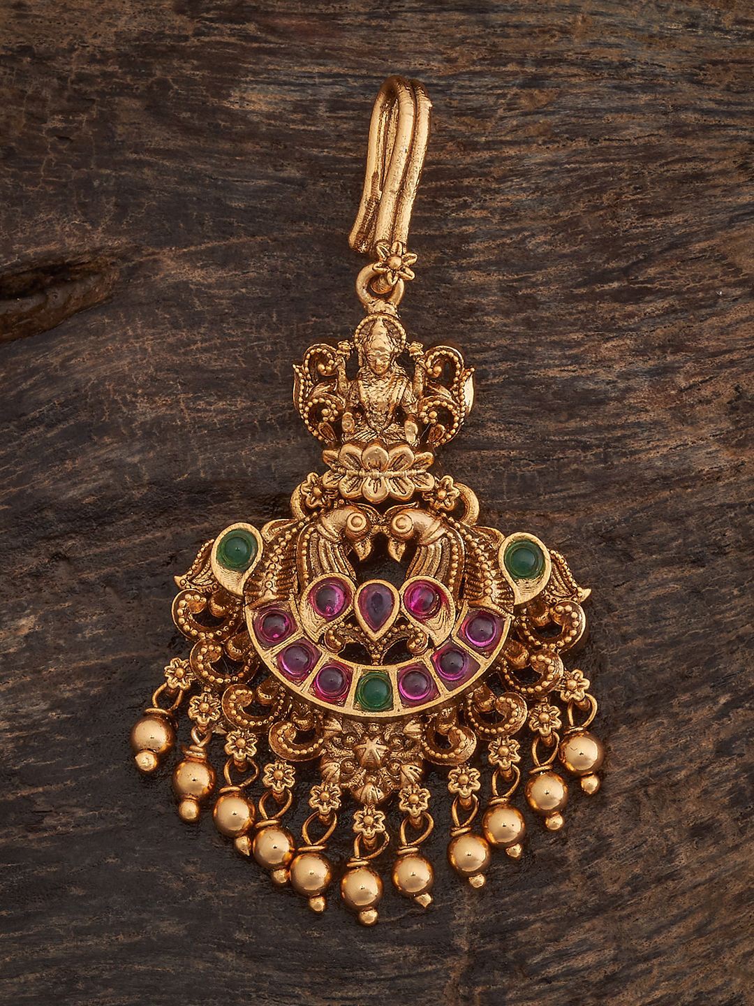 

Kushal's Fashion Jewellery Gold-Plated Stone Studded Antique Maang Tikka Head Jewellery
