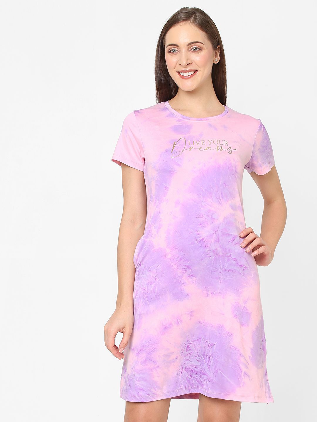 

Sweet Dreams Women Printed Nightdress, Lavender