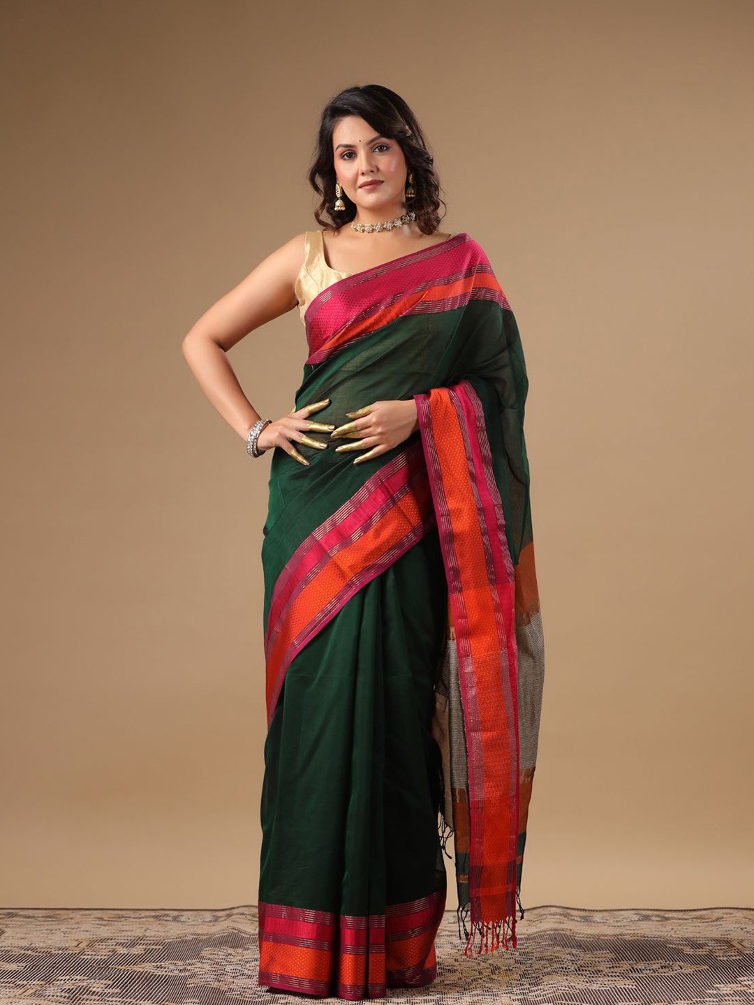 

Moora Zari Saree, Green