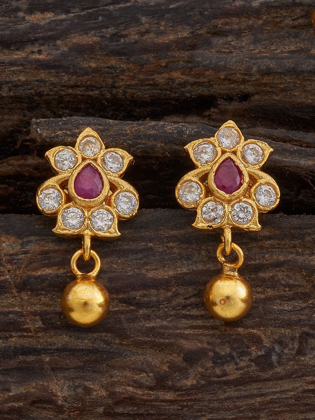 

Kushal's Fashion Jewellery 92.5 Pure Silver Gold Plated Artificial Stones Drop Earrings, Purple
